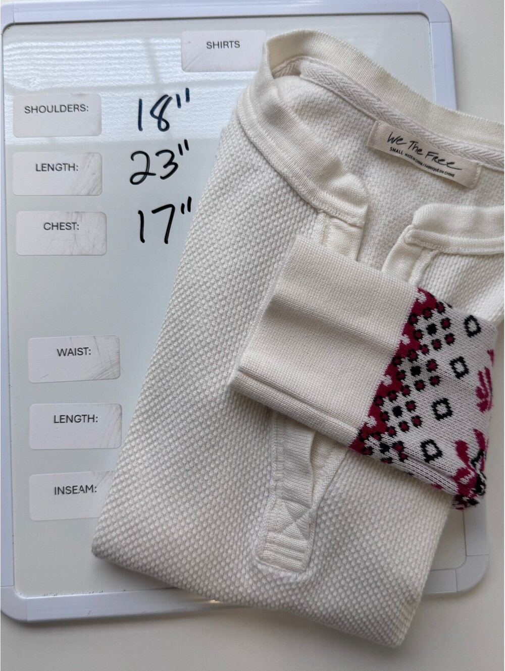 We The Free Our Song Henley Women’s S Crochet Fair Isle Thermal Top Ivory Boho - Picture 7 of 7
